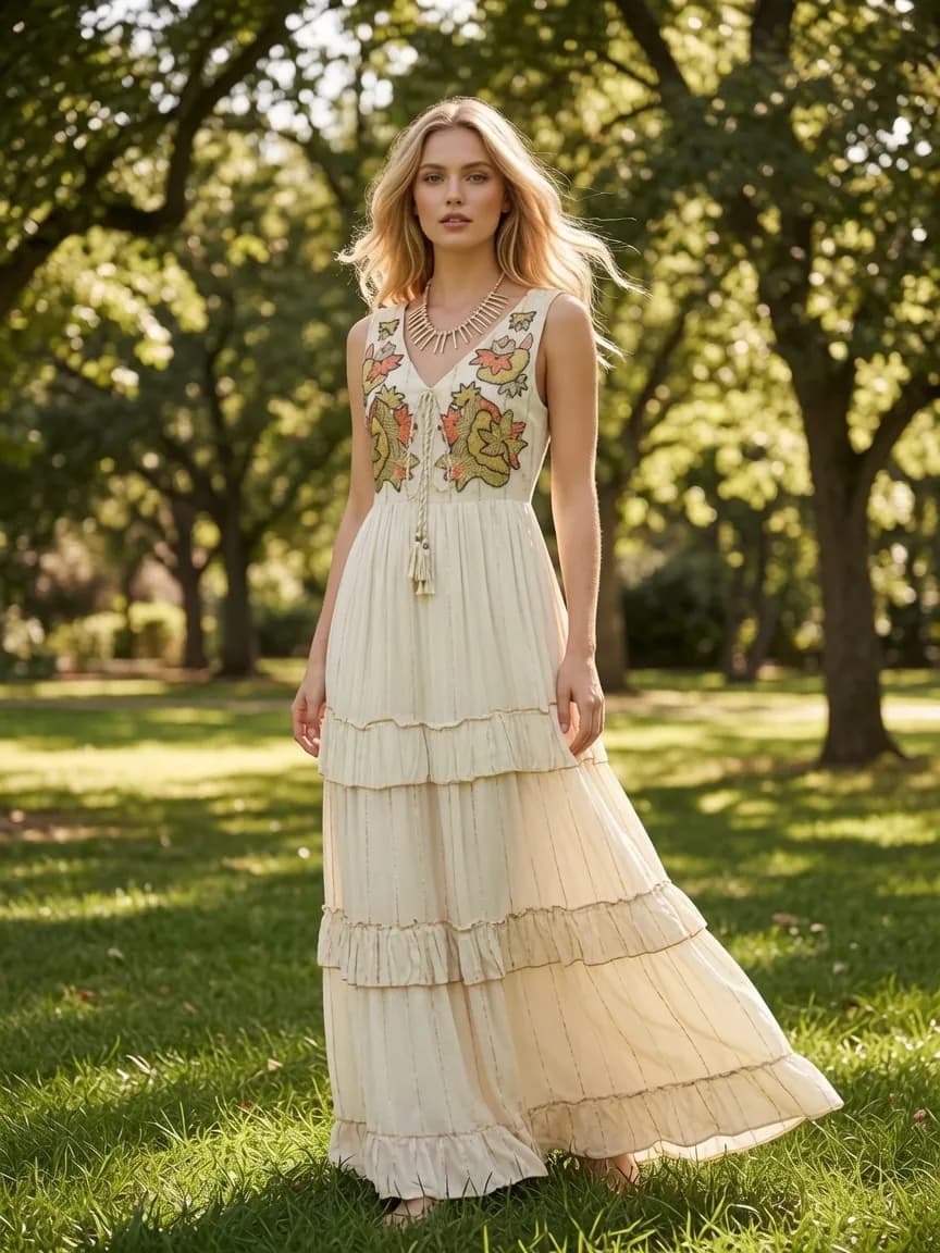 Vestido Con Estampado Solido