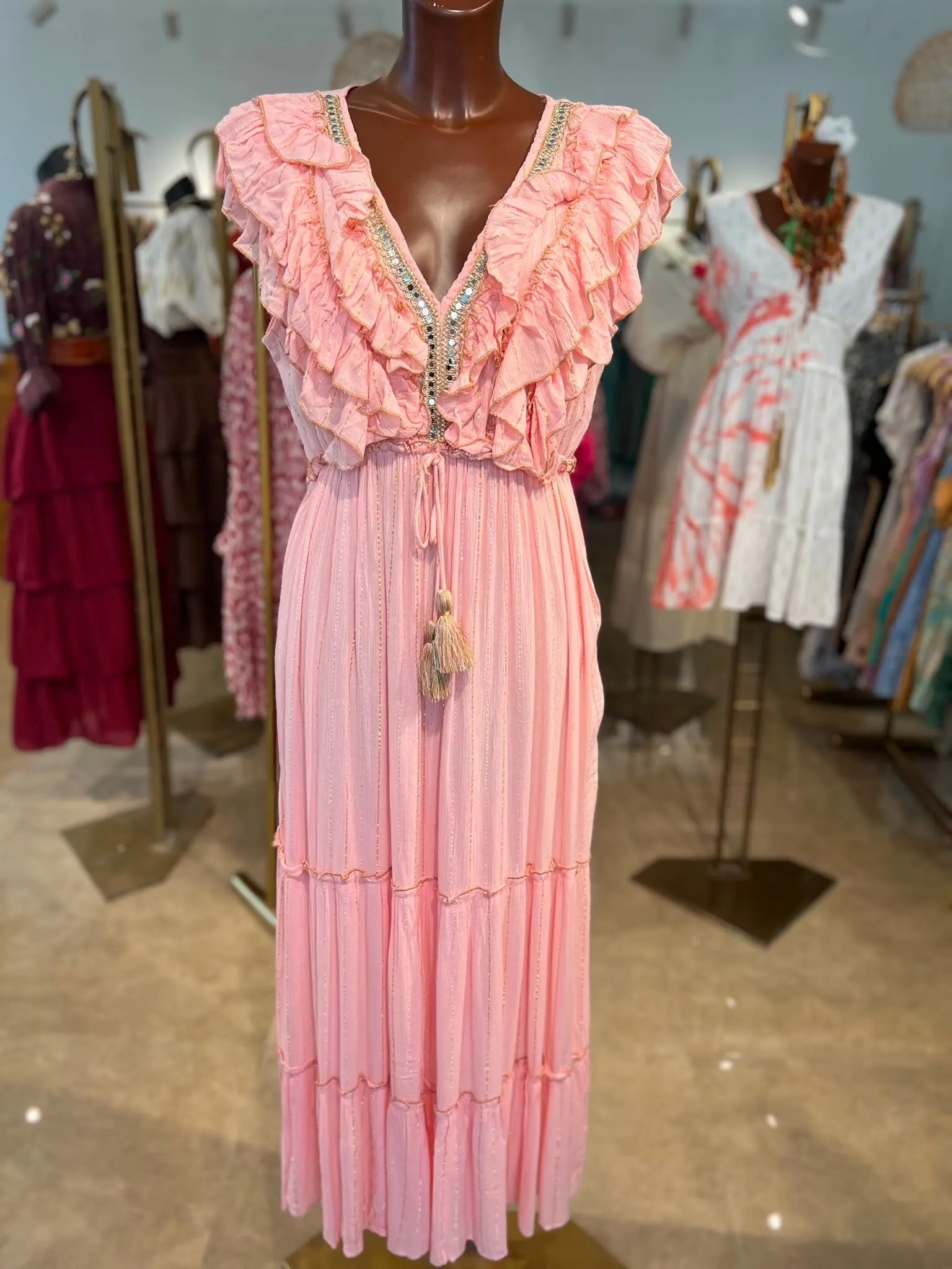 Vestido Corto De Estilo Rosa